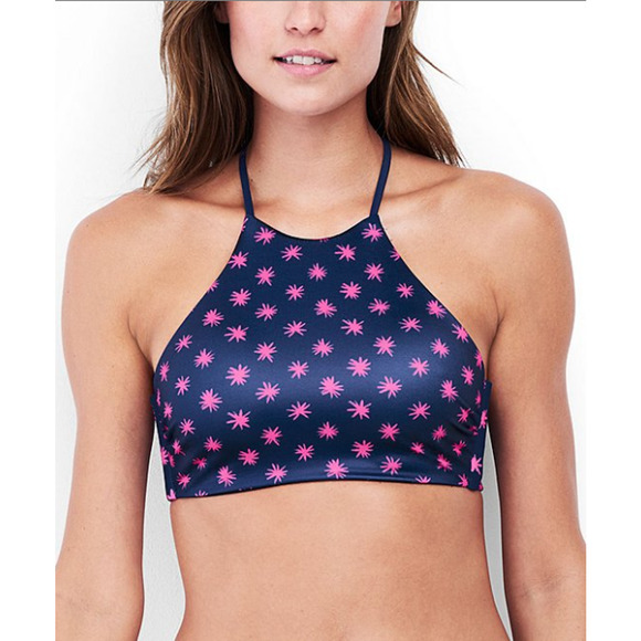 Land's End Reversible High-Neck Bikini Top Starry & Navy Storm Size S - Picture 1 of 3